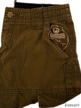 Olive Green Cargo Skirt with Patch Detail